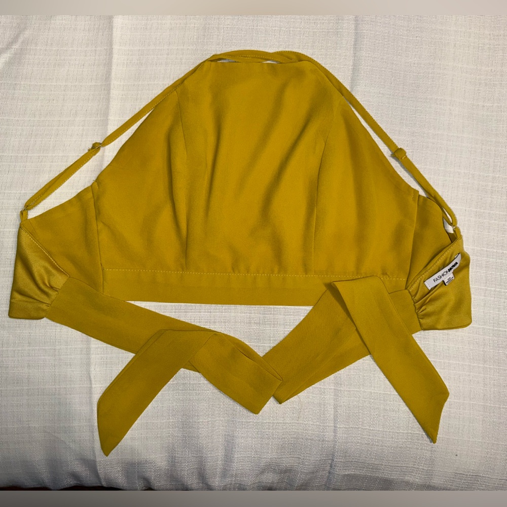 Fashion Nova Yellow Cross Back Crop Top